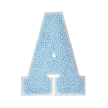 Load image into Gallery viewer, Letter Varsity Alphabets A to Z Baby Blue Chenille & White Felt 6 Inch