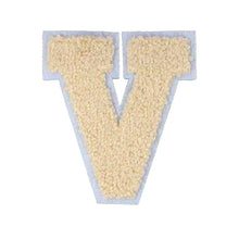 Load image into Gallery viewer, Letter Varsity Alphabets A to Z Beige Cream Chenille & White Felt  8 Inch