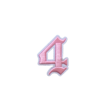 Load image into Gallery viewer, 3D Old English Roman Font Number 0 to 9 Size 2, 3 inches Pink Embroidery Patch