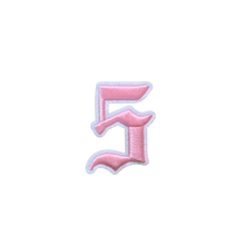 Load image into Gallery viewer, 3D Old English Roman Font Number 0 to 9 Size 2, 3 inches Pink Embroidery Patch