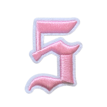 Load image into Gallery viewer, 3D Old English Roman Font Number 0 to 9 Size 2, 3 inches Pink Embroidery Patch