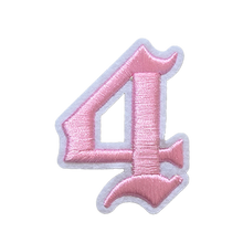 Load image into Gallery viewer, 3D Old English Roman Font Number 0 to 9 Size 2, 3 inches Pink Embroidery Patch