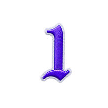 Load image into Gallery viewer, 3D Old English Roman Font Number 0 to 9 Size 2, 3 inches Purple Embroidery Patch