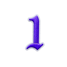 Load image into Gallery viewer, 3D Old English Roman Font Number 0 to 9 Size 2, 3 inches Purple Embroidery Patch