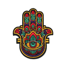 Load image into Gallery viewer, Hamsa Jewish symbol, Amulet of Happiness, Luck, Health, and Good Fortune Embroidery Patch
