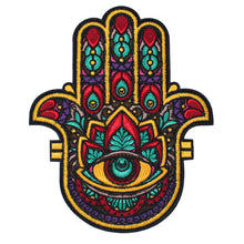 Load image into Gallery viewer, Hamsa Jewish symbol, Amulet of Happiness, Luck, Health, and Good Fortune Embroidery Patch