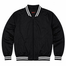 Load image into Gallery viewer, Premium Blank Varsity Bomber Jacket – Lightweight Polyester Baseball Black Jacket for Men & Women