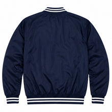 Load image into Gallery viewer, Premium Blank Varsity Bomber Jacket – Lightweight Polyester Baseball Navy Blue Jacket for Men & Women