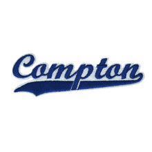 Load image into Gallery viewer, Varsity City Name Compton in Multicolor Embroidery Patch
