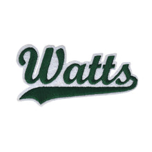 Load image into Gallery viewer, Varsity City Name Watts in Multicolor Embroidery Patch