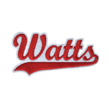 Load image into Gallery viewer, Varsity City Name Watts in Multicolor Embroidery Patch