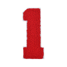Load image into Gallery viewer, Varsity Numbers Red Chenille & White Felt
