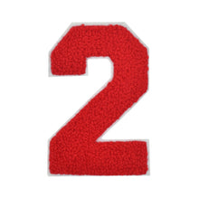 Load image into Gallery viewer, Varsity Numbers Red Chenille & White Felt