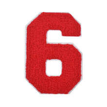 Load image into Gallery viewer, Varsity Numbers Red Chenille & White Felt