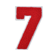 Load image into Gallery viewer, Varsity Numbers Red Chenille & White Felt