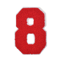 Load image into Gallery viewer, Varsity Numbers Red Chenille & White Felt