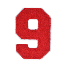 Load image into Gallery viewer, Varsity Numbers Red Chenille & White Felt