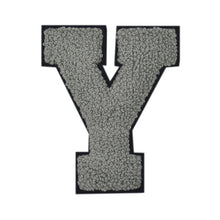 Load image into Gallery viewer, Letter Varsity Alphabets A to Z Grey Chenille & Black Felt 4 Inch