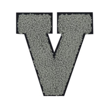 Load image into Gallery viewer, Letter Varsity Alphabets A to Z Grey Chenille & Black Felt 4 Inch
