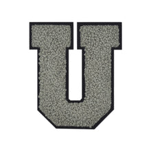 Load image into Gallery viewer, Letter Varsity Alphabets A to Z Grey Chenille & Black Felt 4 Inch