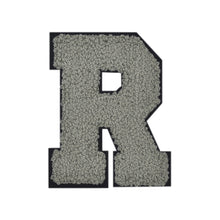 Load image into Gallery viewer, Letter Varsity Alphabets A to Z Grey Chenille & Black Felt 6 Inch
