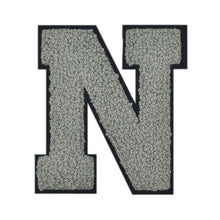 Load image into Gallery viewer, Letter Varsity Alphabets A to Z Grey Chenille & Black Felt 4 Inch