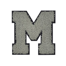 Load image into Gallery viewer, Letter Varsity Alphabets A to Z Grey Chenille & Black Felt 8 Inch