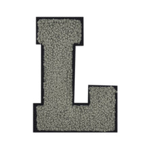 Load image into Gallery viewer, Letter Varsity Alphabets A to Z Grey Chenille & Black Felt 4 Inch
