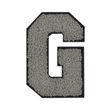 Load image into Gallery viewer, Letter Varsity Alphabets A to Z Grey Chenille & Black Felt 4 Inch