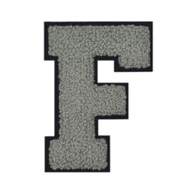 Load image into Gallery viewer, Letter Varsity Alphabets A to Z Grey Chenille & Black Felt 4 Inch