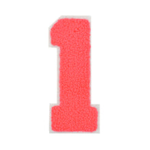 Load image into Gallery viewer, Varsity Numbers Neon Coral Chenille & White Felt