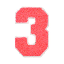 Load image into Gallery viewer, Varsity Numbers Neon Coral Chenille & White Felt