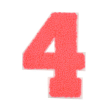 Load image into Gallery viewer, Varsity Numbers Neon Coral Chenille & White Felt