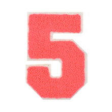 Load image into Gallery viewer, Varsity Numbers Neon Coral Chenille & White Felt