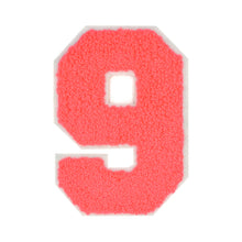 Load image into Gallery viewer, Varsity Numbers Neon Coral Chenille & White Felt