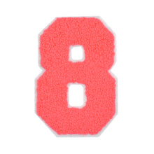 Load image into Gallery viewer, Varsity Numbers Neon Coral Chenille & White Felt