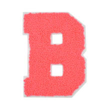 Load image into Gallery viewer, Letter Varsity Alphabets A to Z Neon Coral Chenille & White Felt 4 Inch