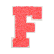 Load image into Gallery viewer, Letter Varsity Alphabets A to Z Neon Coral Chenille & White Felt 6 Inch
