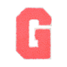 Load image into Gallery viewer, Letter Varsity Alphabets A to Z Neon Coral Chenille & White Felt 4 Inch