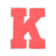 Load image into Gallery viewer, Letter Varsity Alphabets A to Z Neon Coral Chenille & White Felt 6 Inch