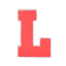 Load image into Gallery viewer, Letter Varsity Alphabets A to Z Neon Coral Chenille & White Felt 4 Inch