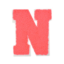 Load image into Gallery viewer, Letter Varsity Alphabets A to Z Neon Coral Chenille & White Felt 6 Inch