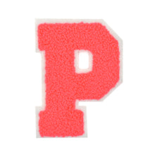 Load image into Gallery viewer, Letter Varsity Alphabets A to Z Neon Coral Chenille & White Felt 6 Inch
