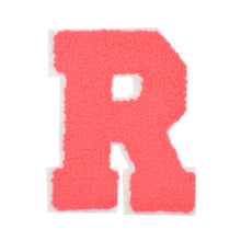 Load image into Gallery viewer, Letter Varsity Alphabets A to Z Neon Coral Chenille & White Felt 8 Inch