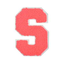Load image into Gallery viewer, Letter Varsity Alphabets A to Z Neon Coral Chenille & White Felt 6 Inch