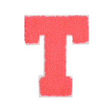 Load image into Gallery viewer, Letter Varsity Alphabets A to Z Neon Coral Chenille & White Felt 4 Inch