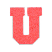 Load image into Gallery viewer, Letter Varsity Alphabets A to Z Neon Coral Chenille & White Felt 8 Inch