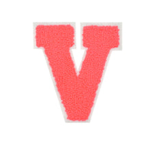 Load image into Gallery viewer, Letter Varsity Alphabets A to Z Neon Coral Chenille & White Felt 8 Inch