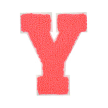 Load image into Gallery viewer, Letter Varsity Alphabets A to Z Neon Coral Chenille & White Felt 4 Inch