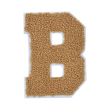 Load image into Gallery viewer, Letter Varsity Alphabets A to Z Light Brown Brandy Chenille & White Felt Tan Color 4 Inch